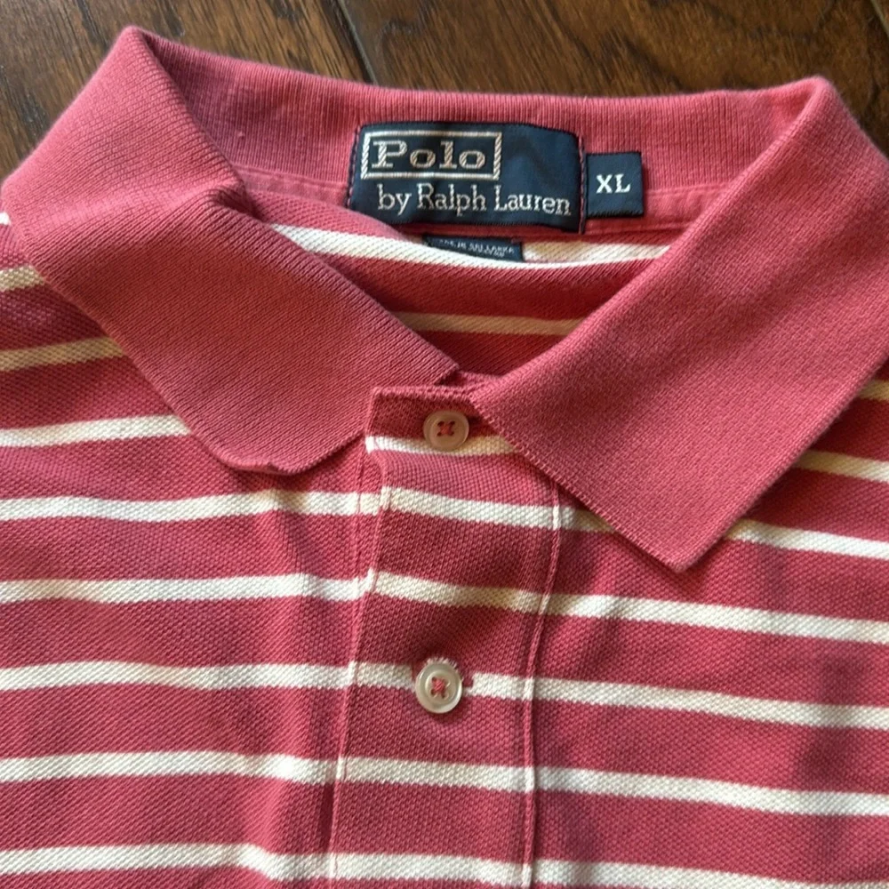 Two Ralph Lauren Polos, Black and Pink stripe, both size XL